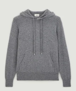 New Rodier Pull à capuche en cachemire 2 fils gris moyen