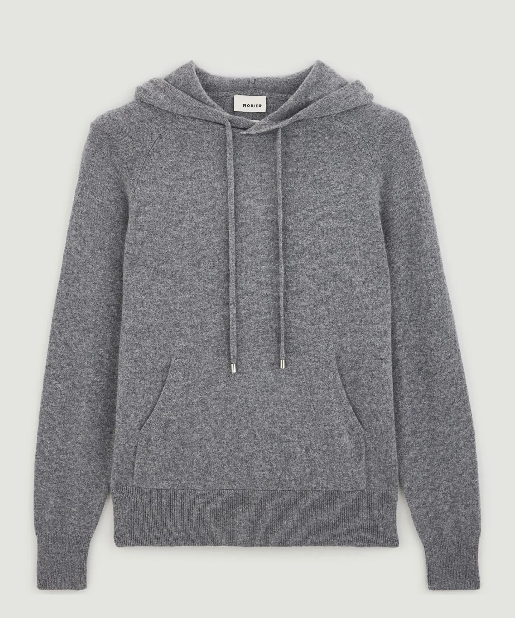 New Rodier Pull à capuche en cachemire 2 fils gris moyen