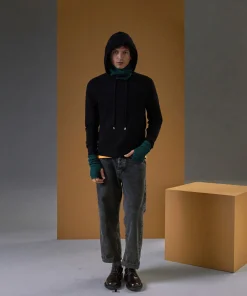 Clearance Rodier Pull à capuche en cachemire 2 fils noir