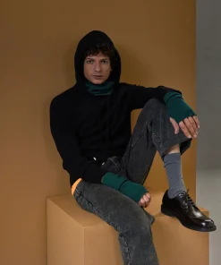 Clearance Rodier Pull à capuche en cachemire 2 fils noir