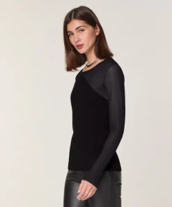 New Rodier Pull bi-matière en laine noir