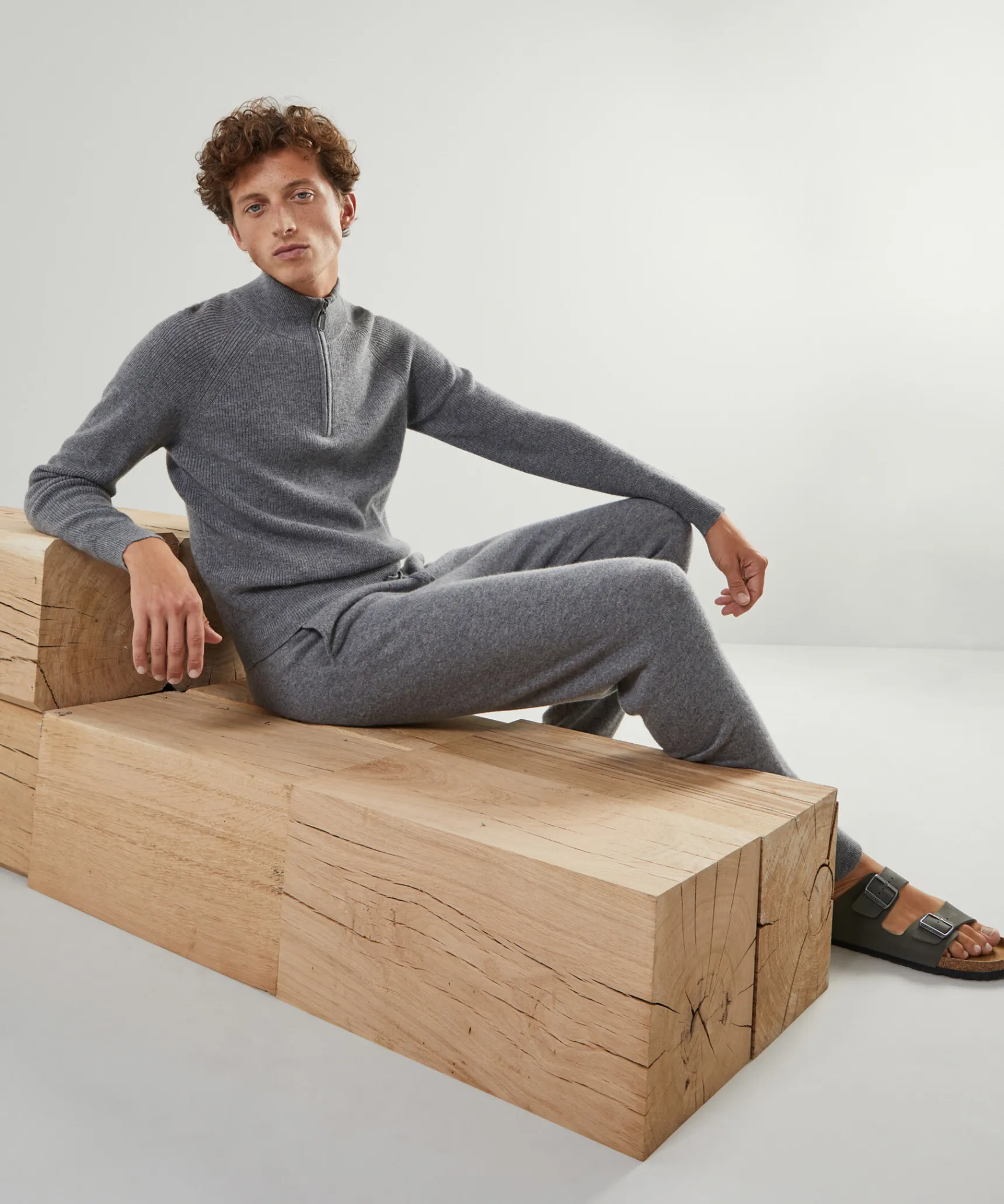 Sale Rodier Pull camionneur à côtes en cachemire 4 fils gris moyen