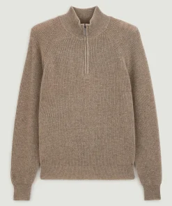 Outlet Rodier Pull camionneur à côtes en cachemire 4 fils taupe