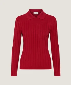 Online Rodier Pull chaussette col polo rouge grenat
