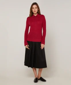 Online Rodier Pull chaussette col polo rouge grenat