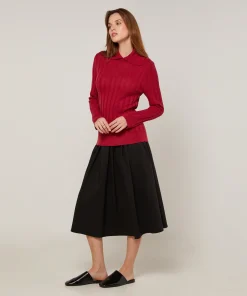 Online Rodier Pull chaussette col polo rouge grenat