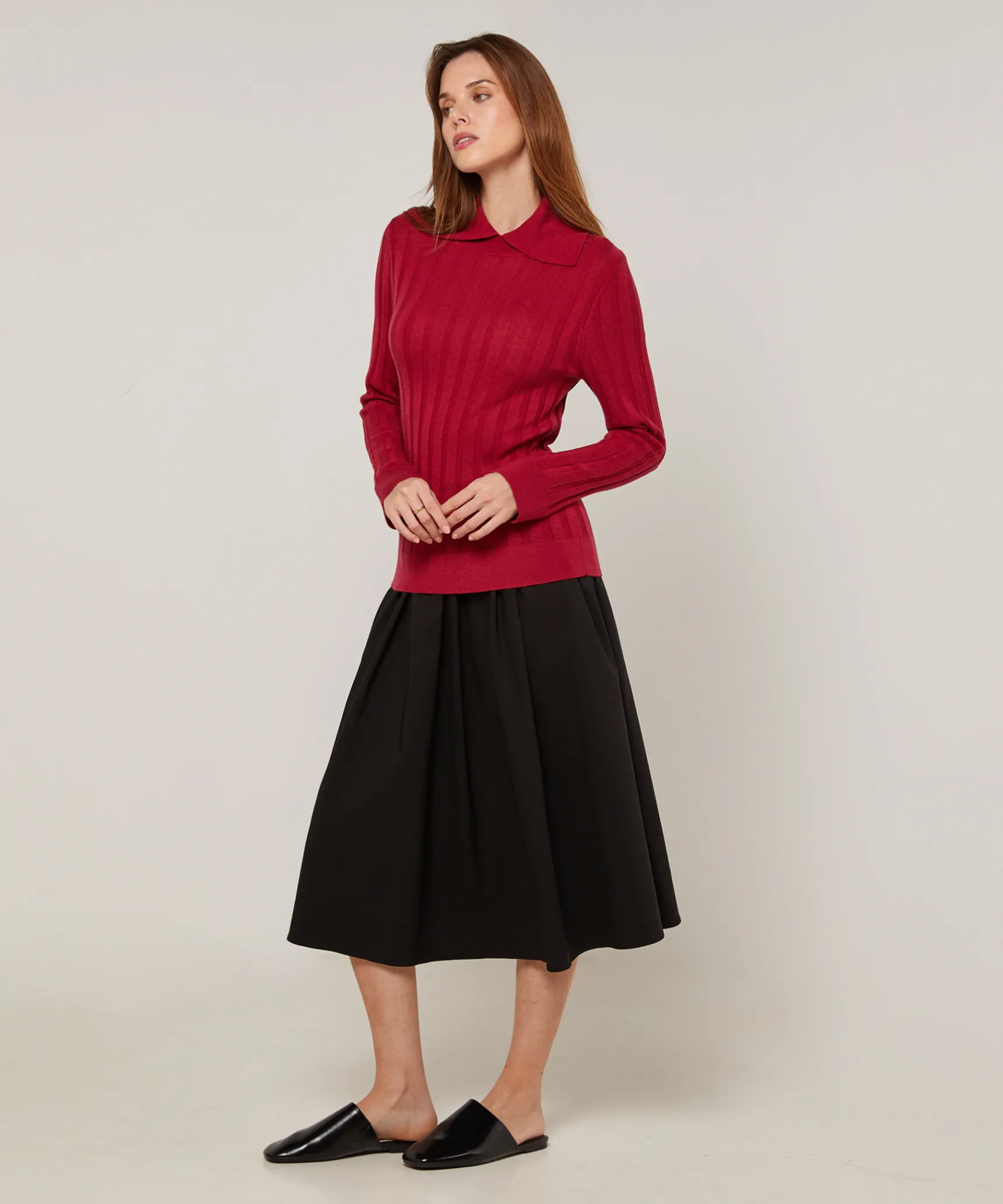 Online Rodier Pull chaussette col polo rouge grenat