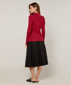 Online Rodier Pull chaussette col polo rouge grenat