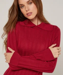 Online Rodier Pull chaussette col polo rouge grenat