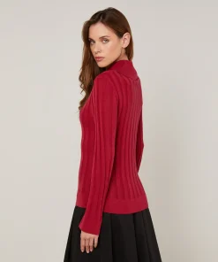 Online Rodier Pull chaussette col polo rouge grenat