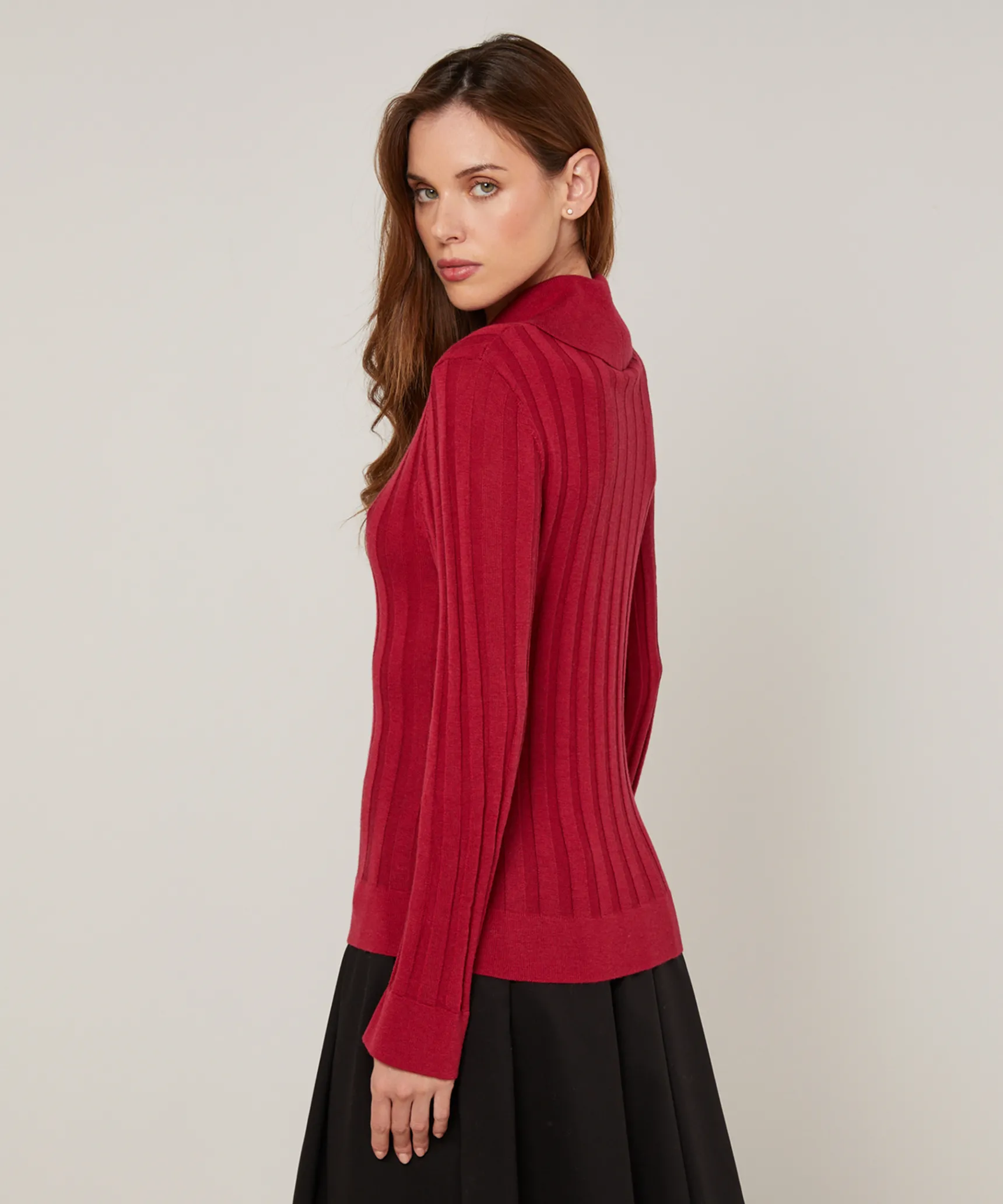 Online Rodier Pull chaussette col polo rouge grenat