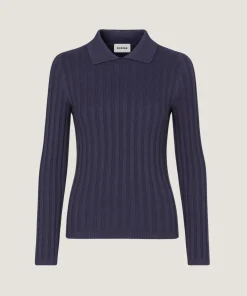 Clearance Rodier Pull chaussette col polo bleu denim