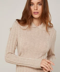 Sale Rodier Pull chaussette col polo beige