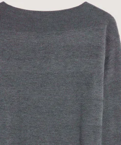 Discount Rodier Pull col bateau en laine mérinos gris foncé