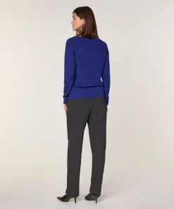 Clearance Rodier Pull col bateau en laine mérinos bleu océan