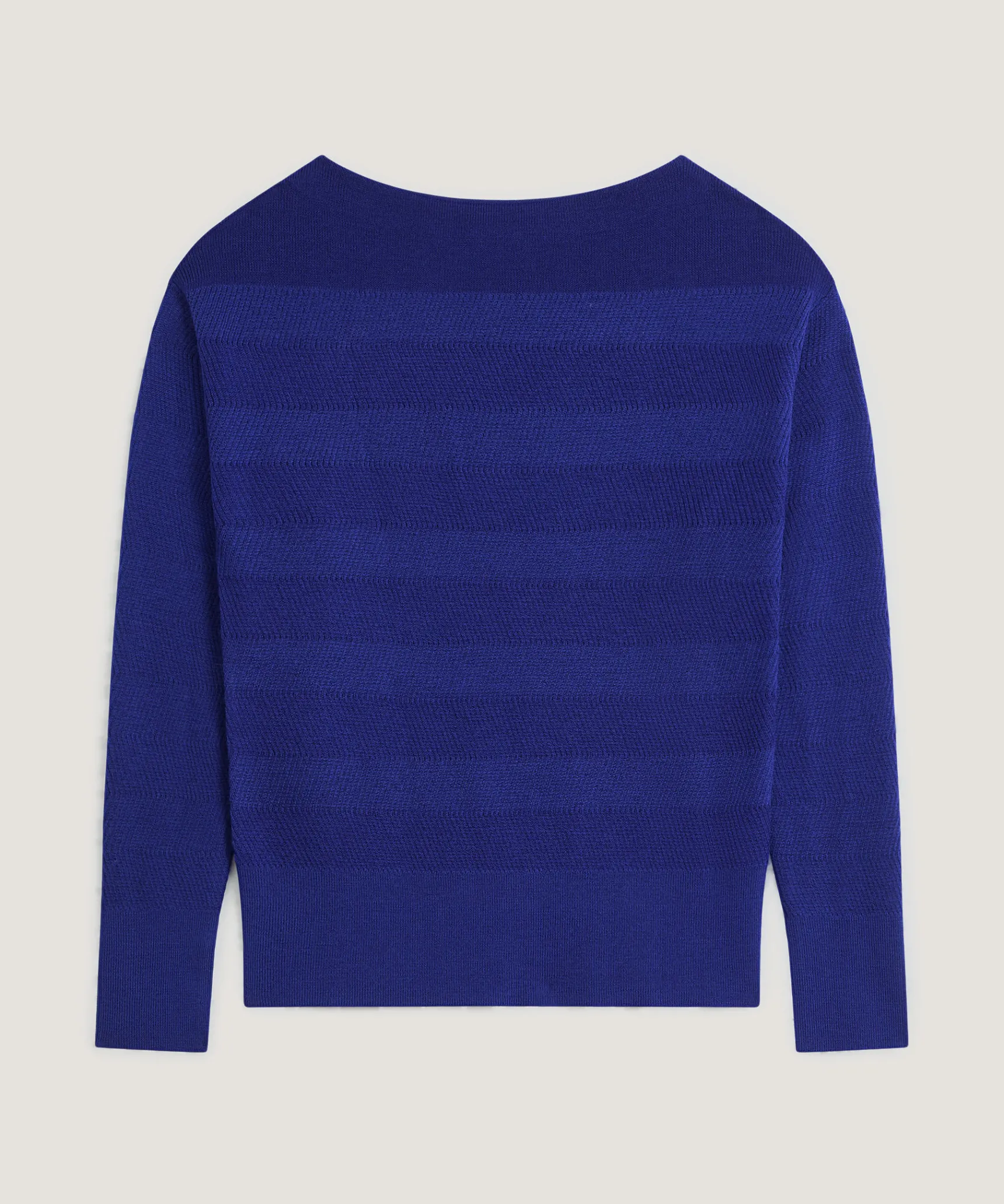 Clearance Rodier Pull col bateau en laine mérinos bleu océan