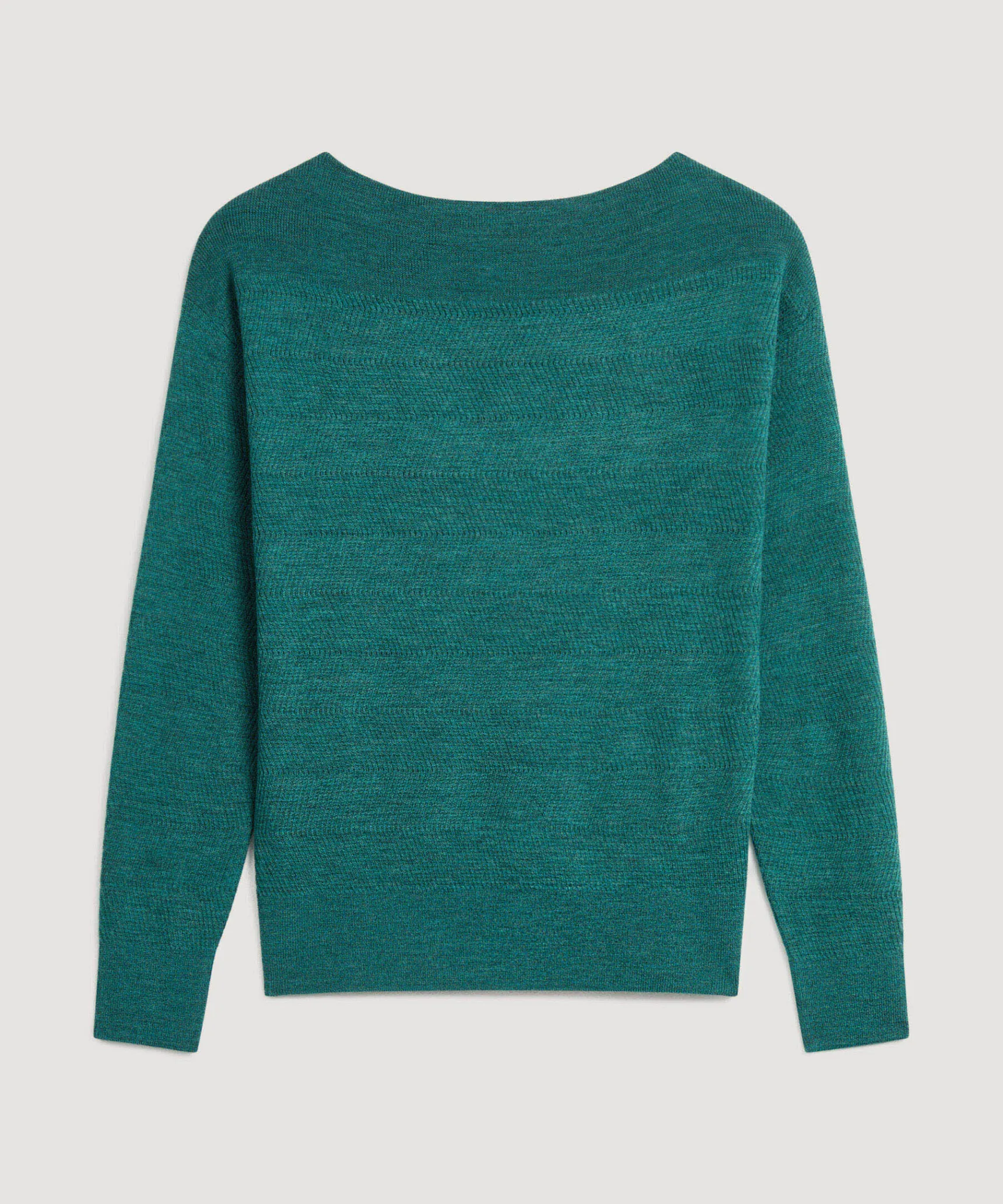 Clearance Rodier Pull col bateau en laine mérinos vert gris