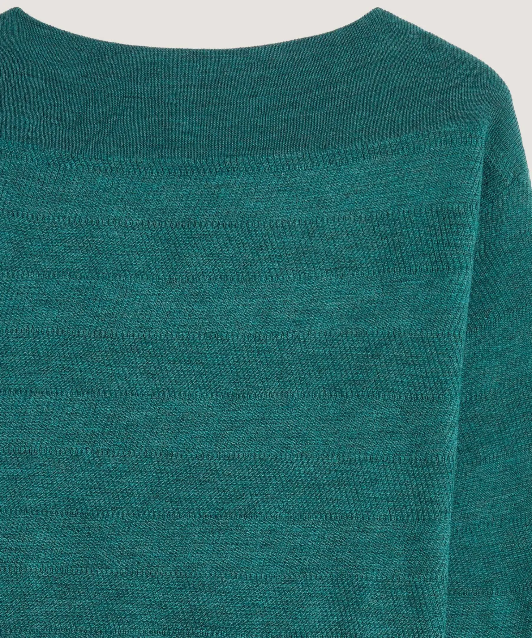 Clearance Rodier Pull col bateau en laine mérinos vert gris