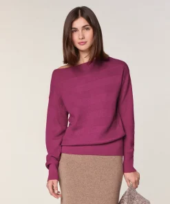 New Rodier Pull col bateau en laine mérinos rose fuchsia