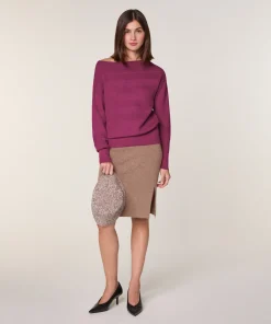 New Rodier Pull col bateau en laine mérinos rose fuchsia