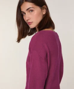 New Rodier Pull col bateau en laine mérinos rose fuchsia
