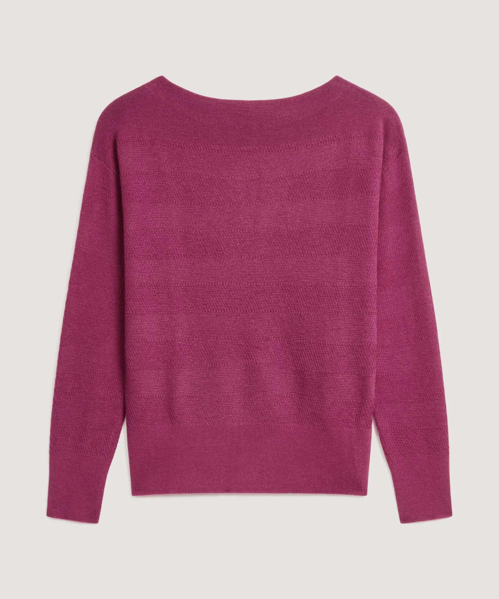 New Rodier Pull col bateau en laine mérinos rose fuchsia