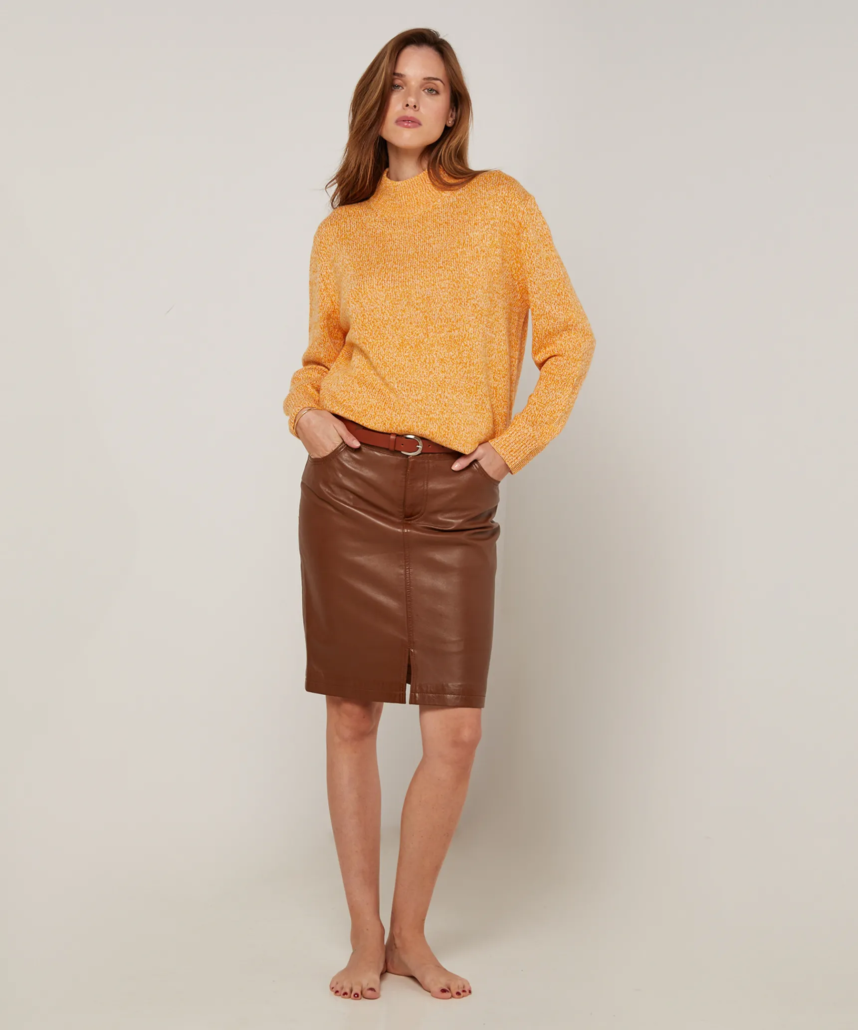 Discount Rodier Pull col cheminé chiné jaune
