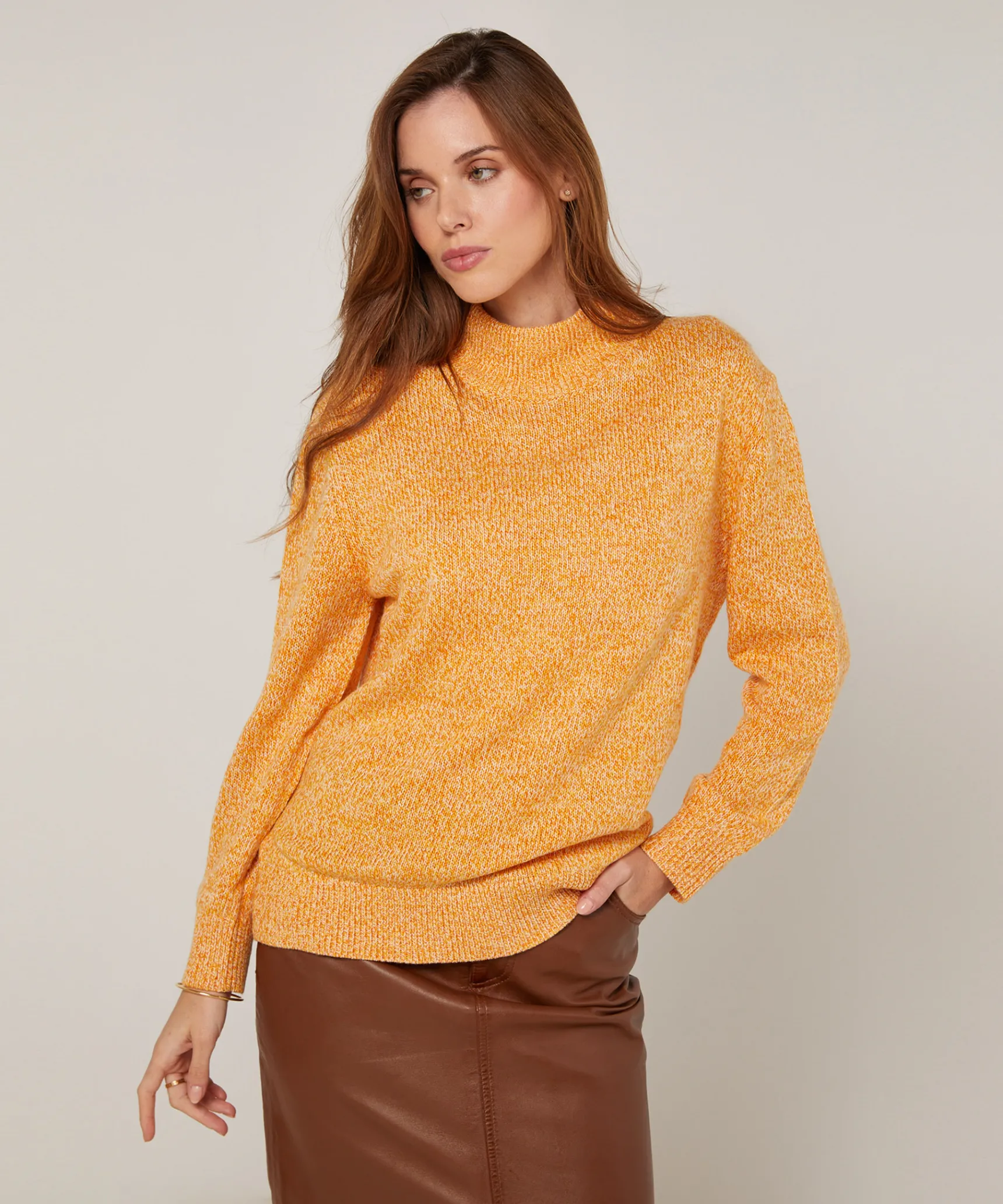Discount Rodier Pull col cheminé chiné jaune