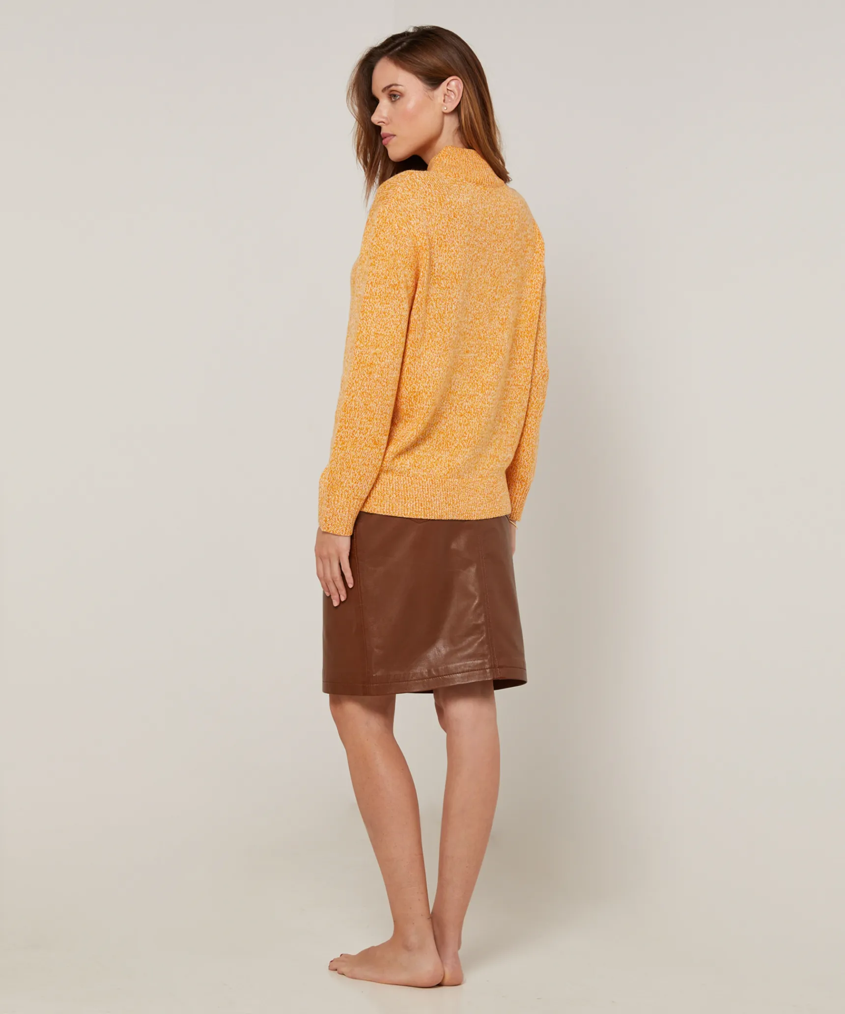 Discount Rodier Pull col cheminé chiné jaune