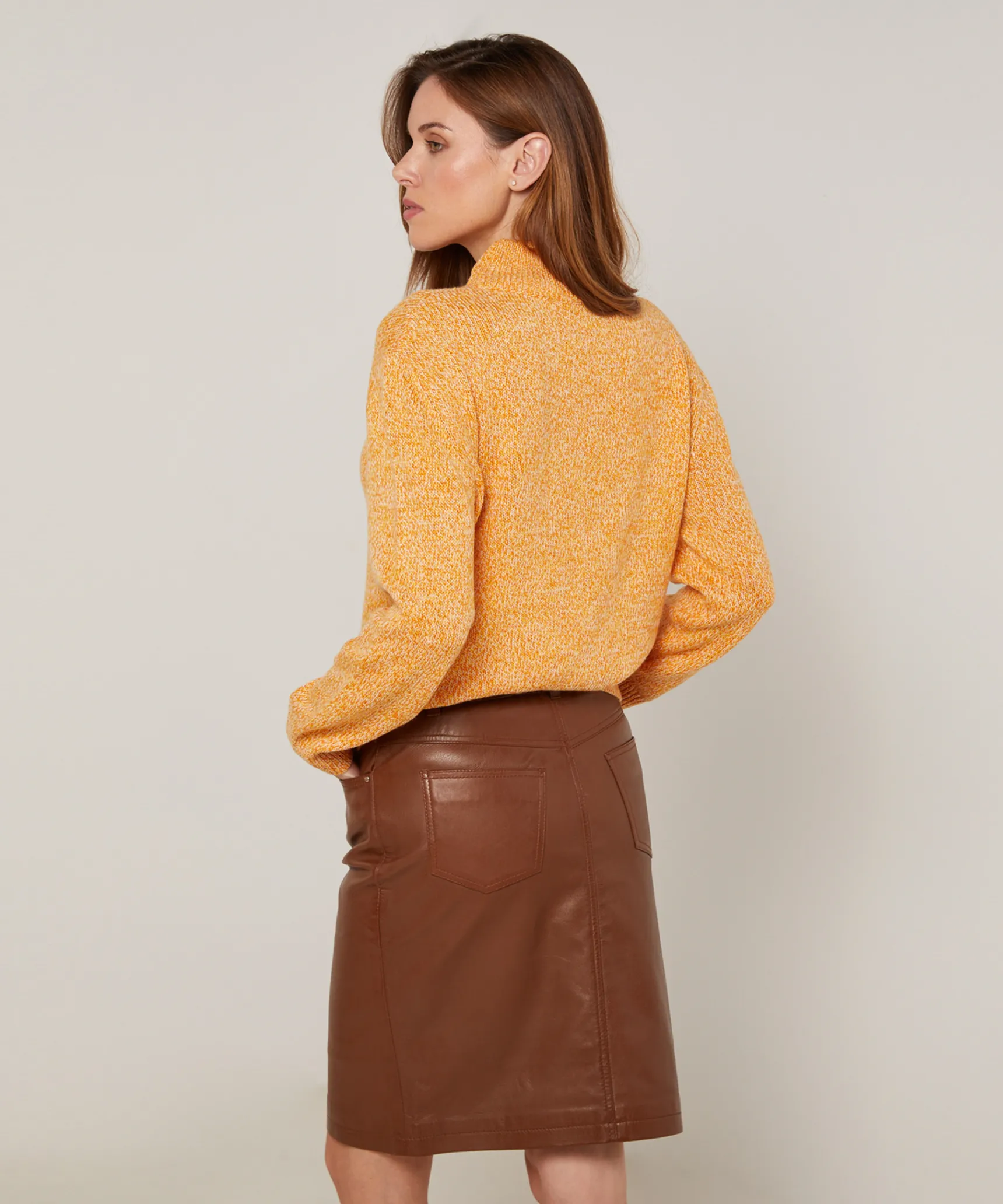 Discount Rodier Pull col cheminé chiné jaune