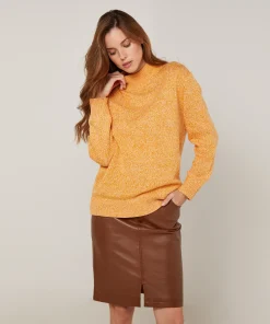 Discount Rodier Pull col cheminé chiné jaune