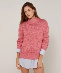 Hot Rodier Pull col cheminé chiné rose