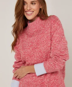 Hot Rodier Pull col cheminé chiné rose
