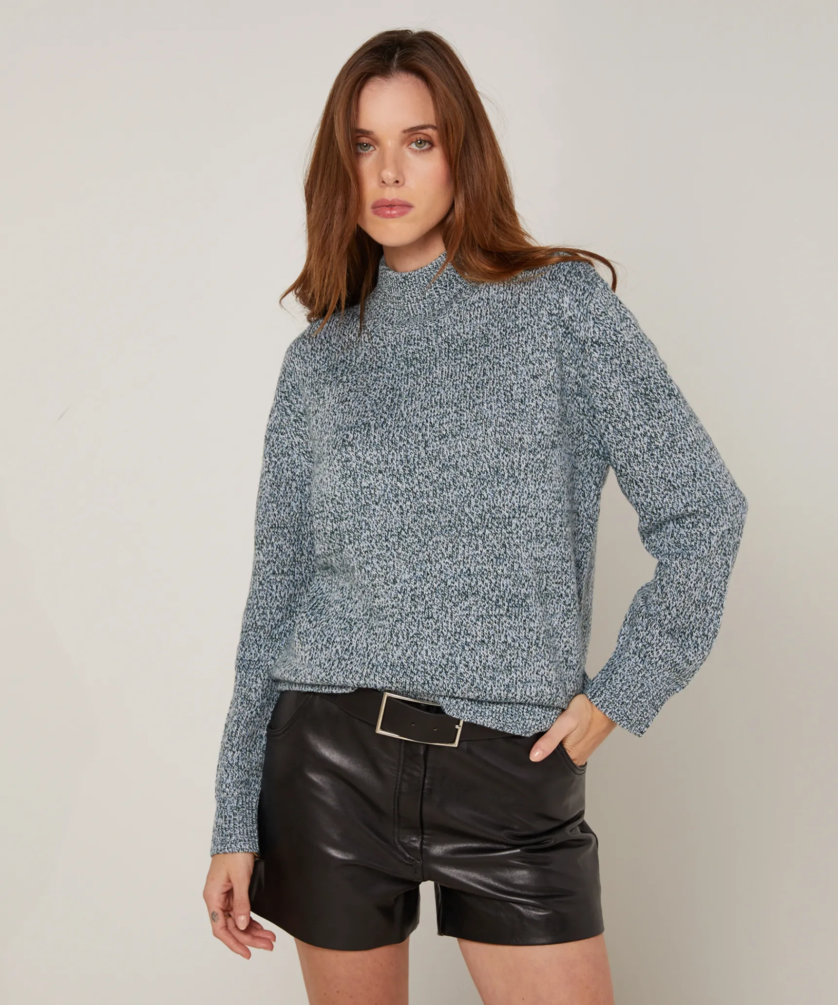 Sale Rodier Pull col cheminé chiné bleu