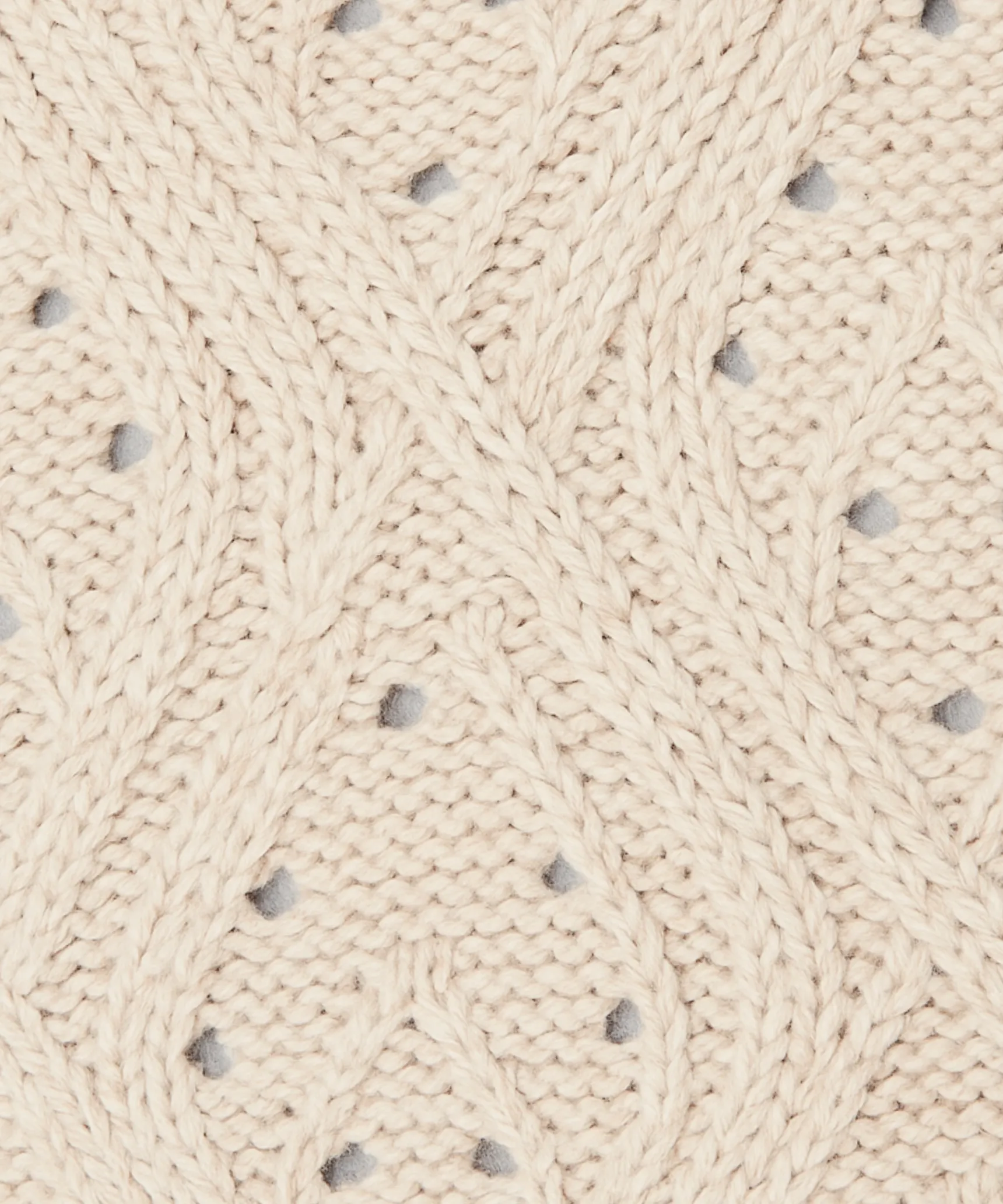 Rodier Pull col montant ajouré en coton et laine blanc ivoire