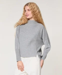 Online Rodier Pull col montant en laine et cachemire gris