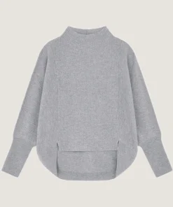 Online Rodier Pull col montant en laine et cachemire gris