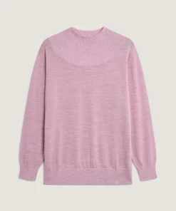 New Rodier Pull col montant en laine mérinos rose bonbon