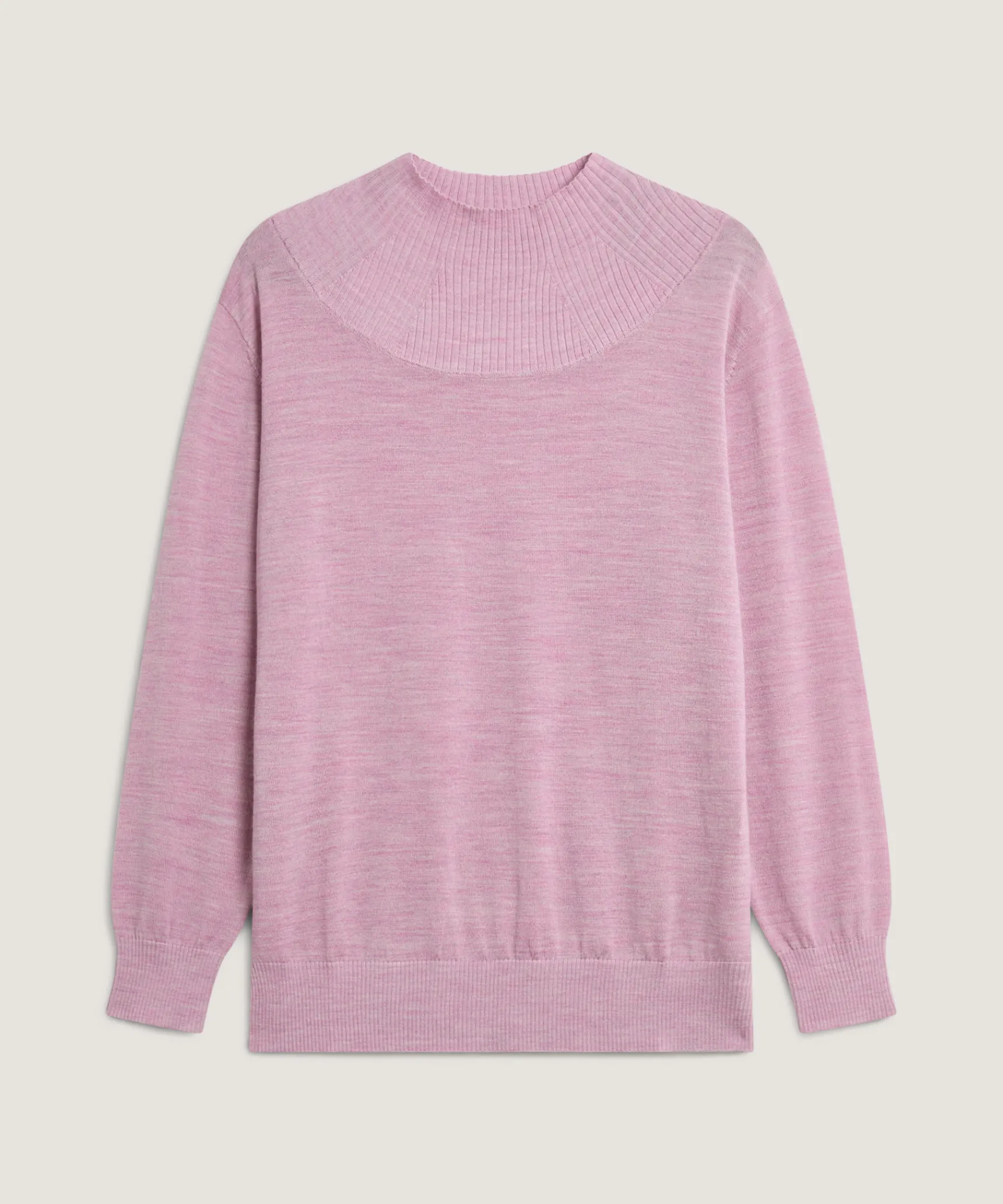 New Rodier Pull col montant en laine mérinos rose bonbon