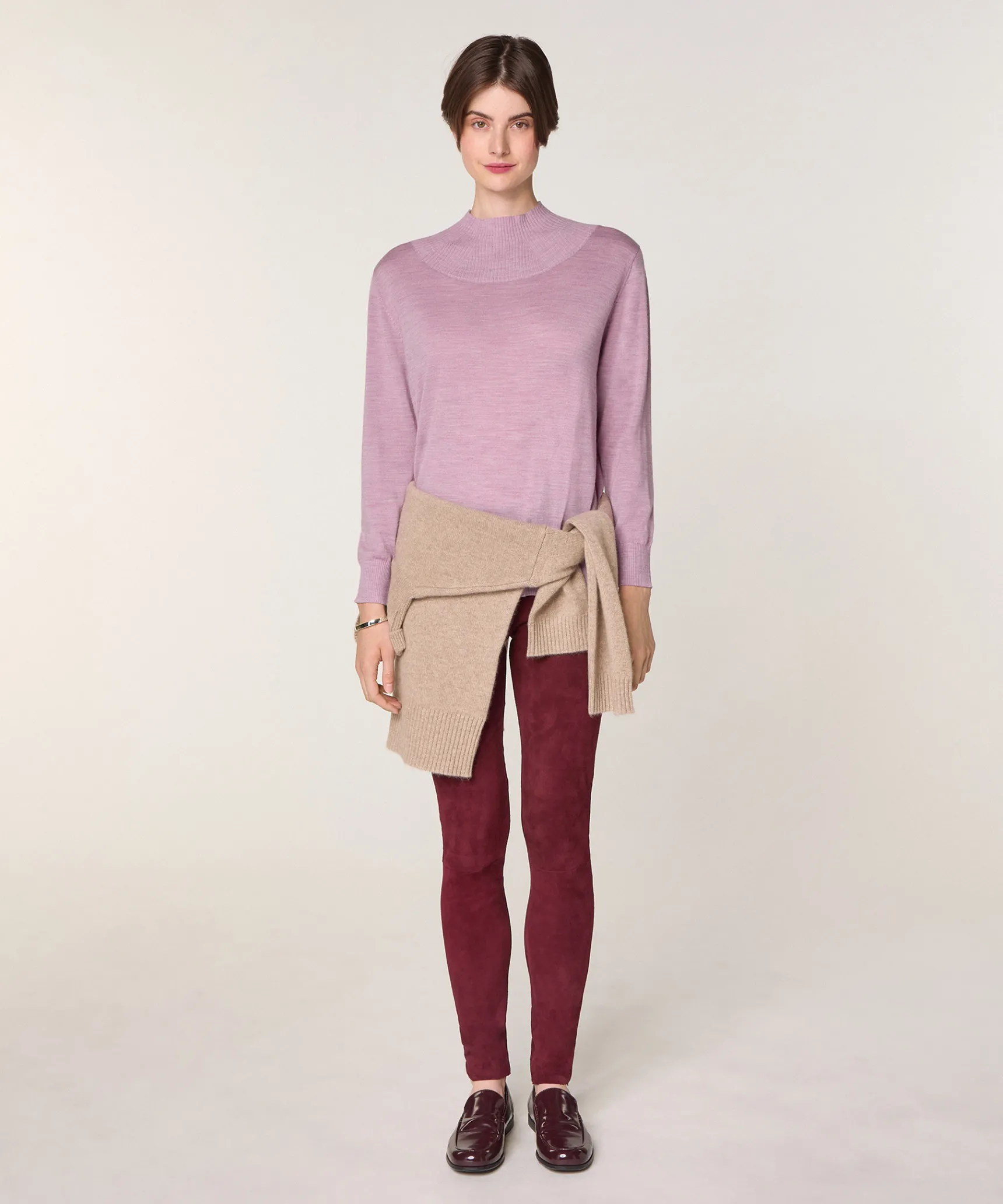 New Rodier Pull col montant en laine mérinos rose bonbon
