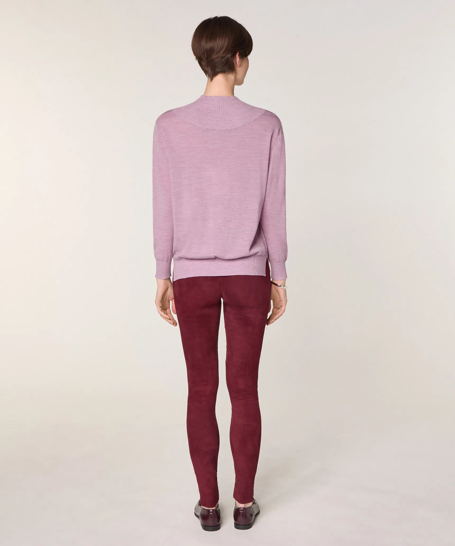 New Rodier Pull col montant en laine mérinos rose bonbon
