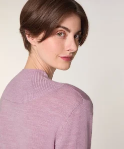 New Rodier Pull col montant en laine mérinos rose bonbon