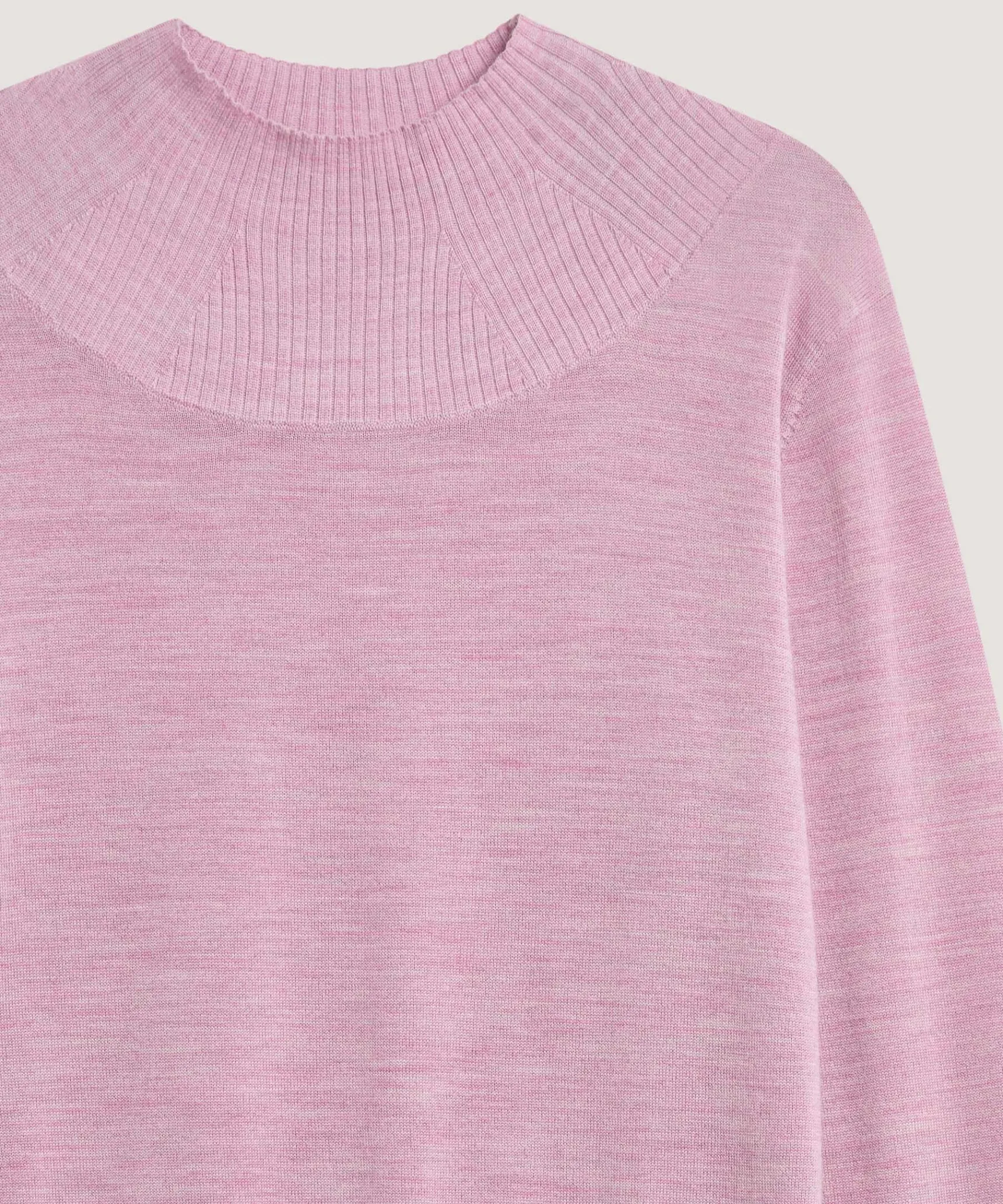 New Rodier Pull col montant en laine mérinos rose bonbon