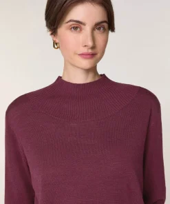 New Rodier Pull col montant en laine mérinos violet prune
