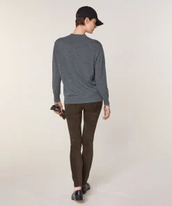 Outlet Rodier Pull col montant en laine mérinos gris plomb