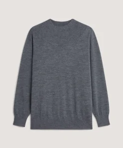 Outlet Rodier Pull col montant en laine mérinos gris plomb