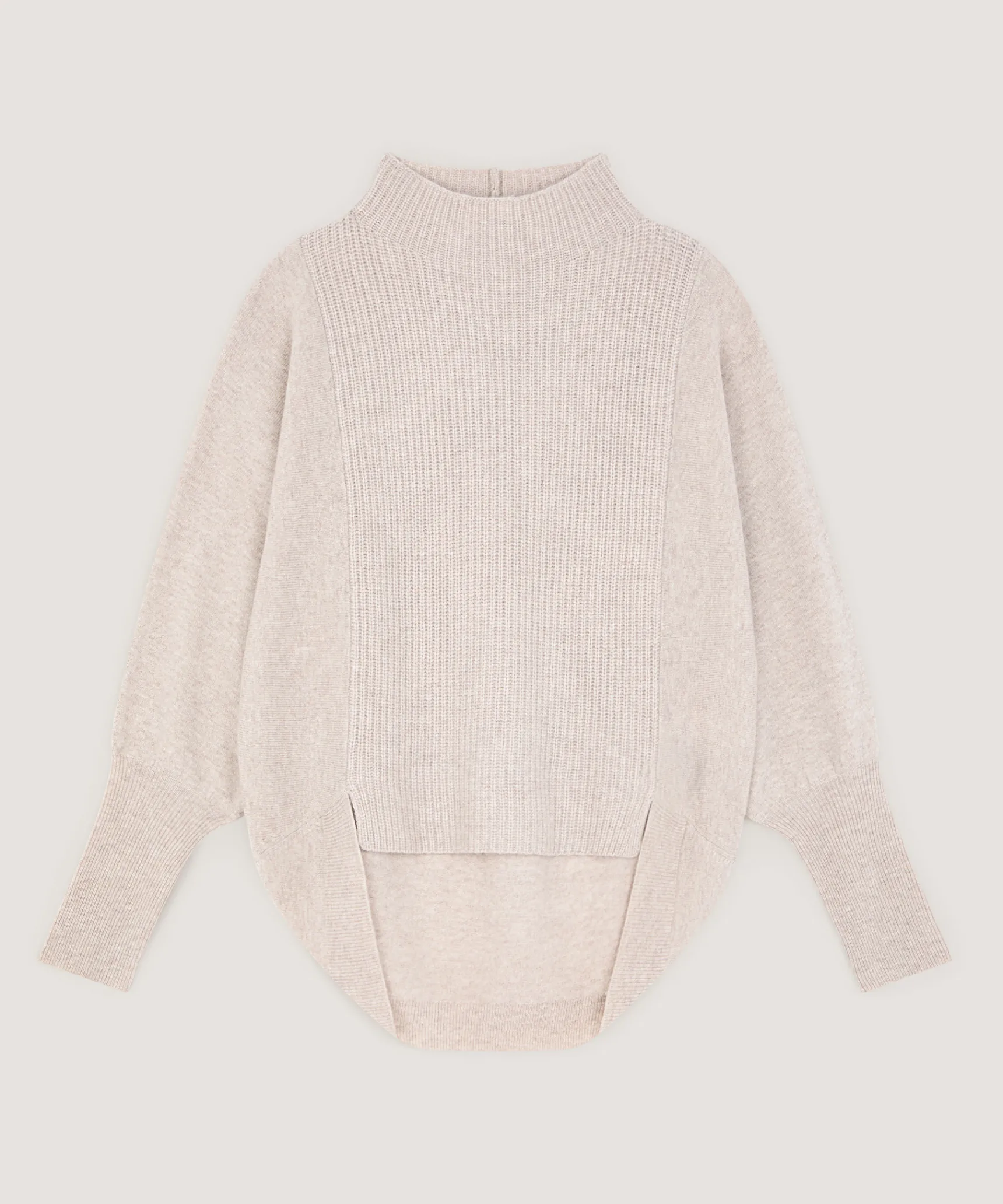 Sale Rodier Pull col montant en laine et cachemire beige