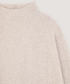 Sale Rodier Pull col montant en laine et cachemire beige