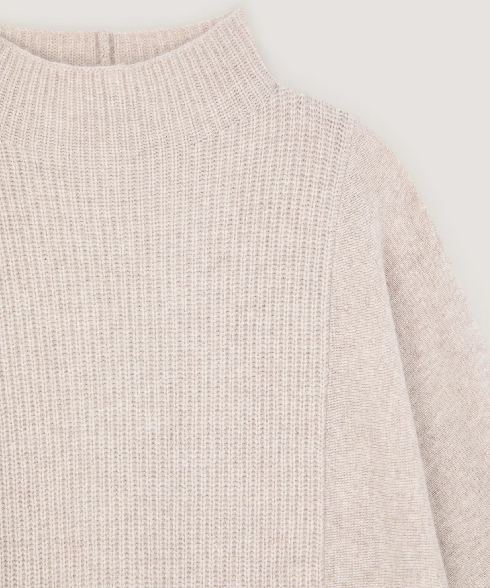 Sale Rodier Pull col montant en laine et cachemire beige