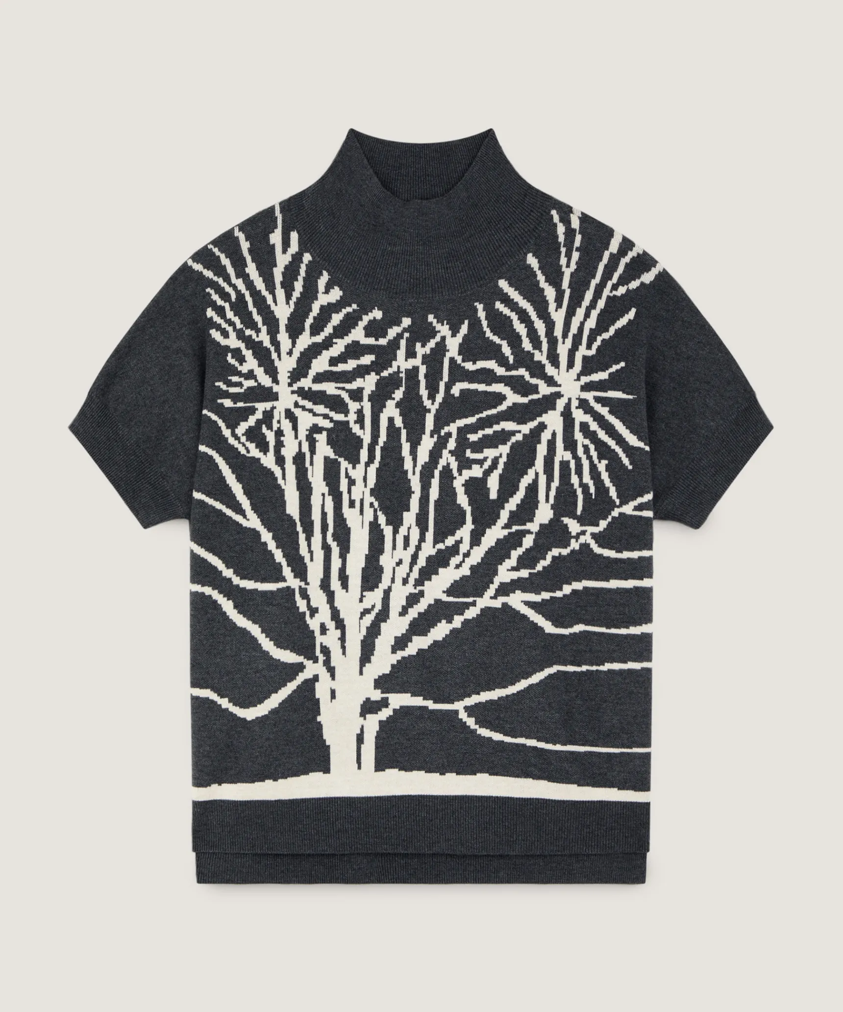 Sale Rodier Pull col montant jacquard gris foncé